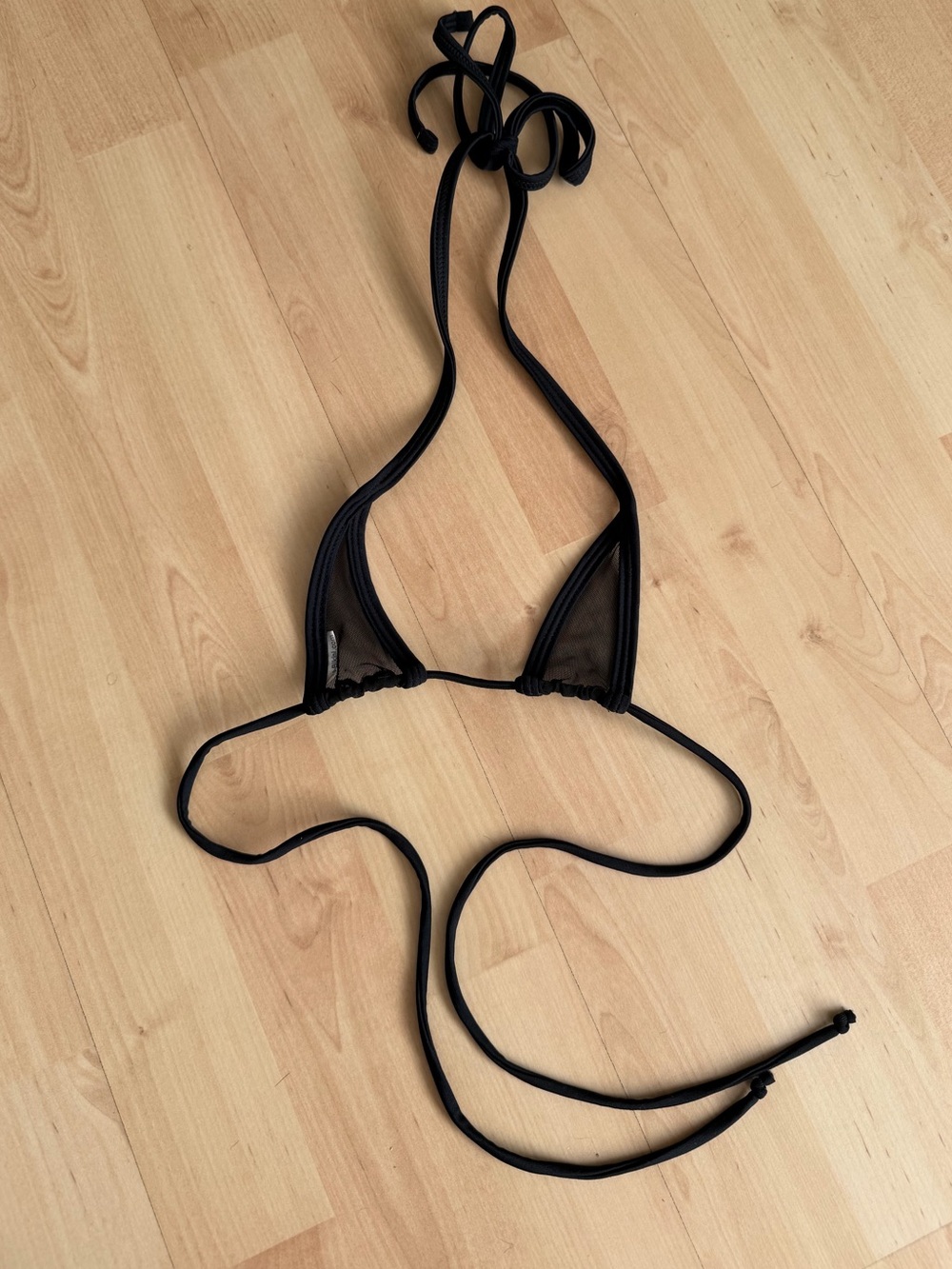 the-Bikini.com Sheer Triangle Fine Black Mesh Bikini Top
